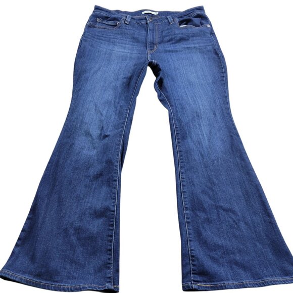 Levi's 726 Flare Jeans Womens 34 Blue Dark Wash Stretch Denim Pants - Picture 1 of 7